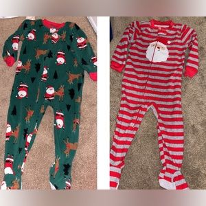 (SOLD)Christmas footie toddler pajamas bundle